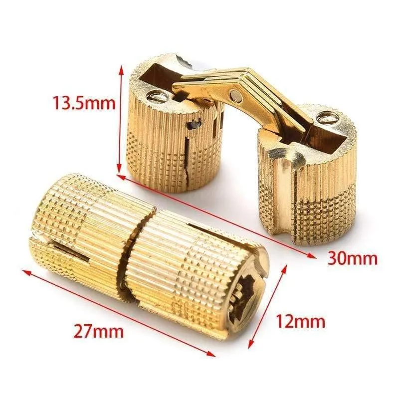 4 STÜCKE NAIERDI Kupfer Messing Möbel Scharniere 8-18mm zylindrisch versteckter Schrank verdeckt unsichtbare Türkasten Scharniere für Hardware