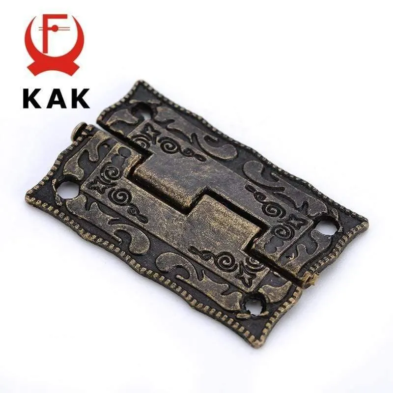 2PCS KAK Antik Bronze Scharniere Schranktür Schublade Dekorative Mini Scharnier für Schmuck Lagerung Holzkiste Möbel Hardware