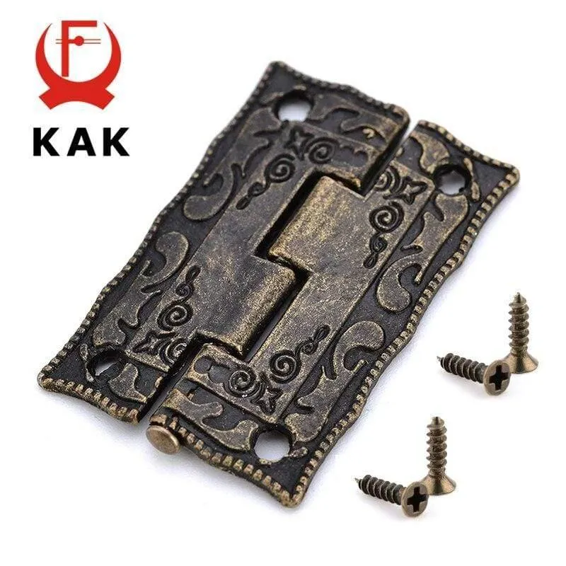 2PCS KAK Antik Bronze Scharniere Schranktür Schublade Dekorative Mini Scharnier für Schmuck Lagerung Holzkiste Möbel Hardware