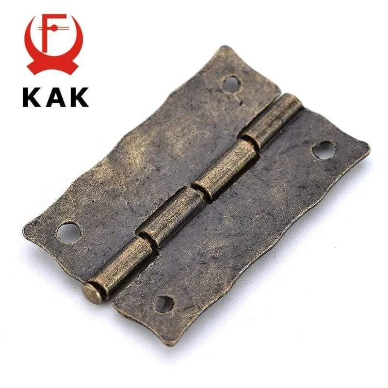 2PCS KAK Antik Bronze Scharniere Schranktür Schublade Dekorative Mini Scharnier für Schmuck Lagerung Holzkiste Möbel Hardware