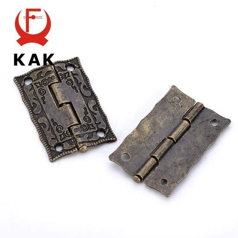 2PCS KAK Antik Bronze Scharniere Schranktür Schublade Dekorative Mini Scharnier für Schmuck Lagerung Holzkiste Möbel Hardware