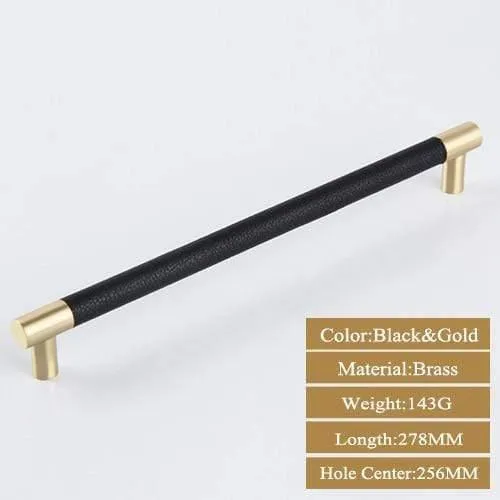 1PCS Schrankgriffe Massiv Messing Schrank Kleiderschrank zieht schwarz Leder Hardware Schublade Wohnmöbel Türgriffe Kommode ziehen