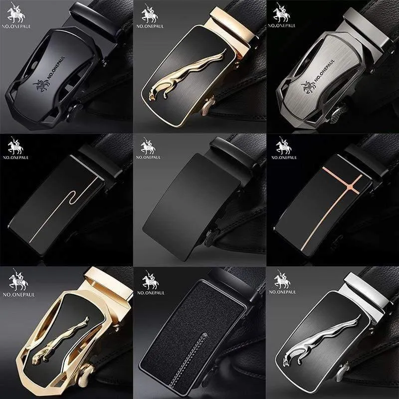 Marke Mode Automatische Schnalle Schwarz Echtes Leder Gürtel männer Gürtel Kuh Leder Gürtel Für Männer 3.5 cm Breite WQE789