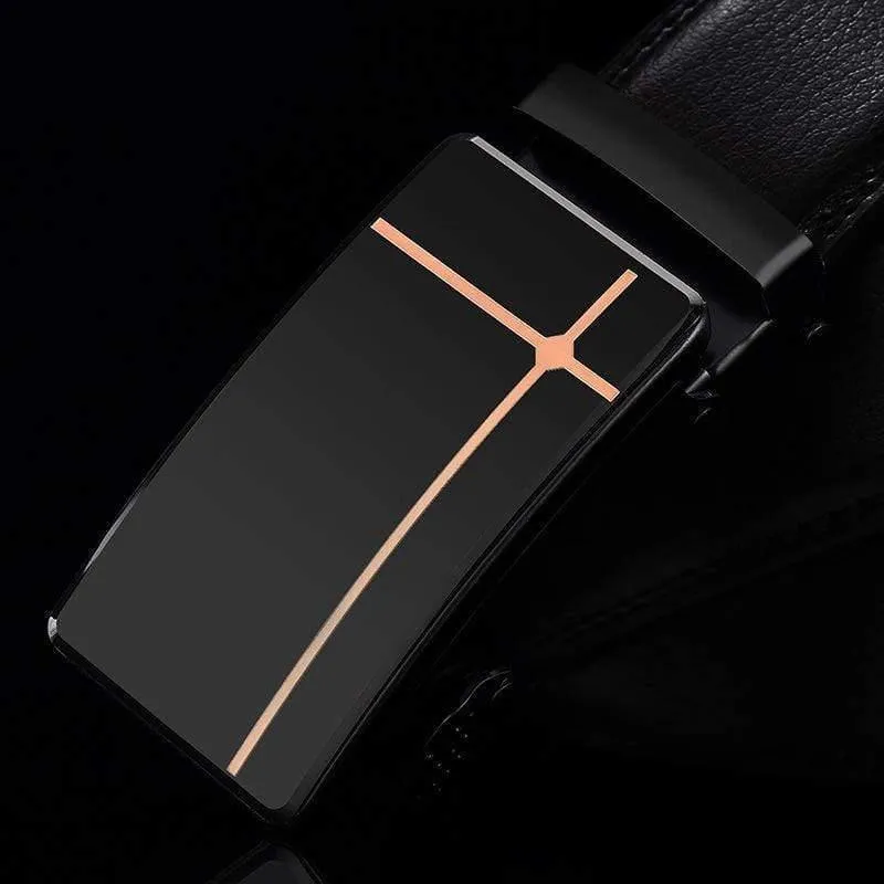 Marke Mode Automatische Schnalle Schwarz Echtes Leder Gürtel männer Gürtel Kuh Leder Gürtel Für Männer 3.5 cm Breite WQE789