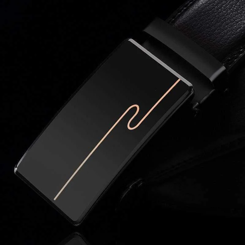 Marke Mode Automatische Schnalle Schwarz Echtes Leder Gürtel männer Gürtel Kuh Leder Gürtel Für Männer 3.5 cm Breite WQE789
