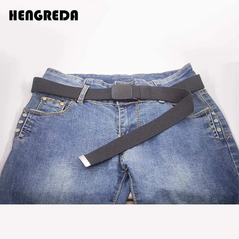 Leinwand Gürtel Für Männer Frauen Taille Gürtel Mode Kunststoff Schnalle Casual Cowboy Schwarz Gürtel Ceinture Für Jean