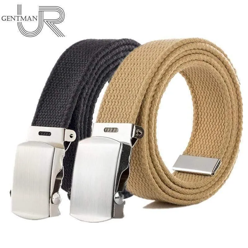 Japan Hochwertiger Canvas-Gürtel Herren- und Damen-Jeansgürtel Top Lässiger Luxusriemen 3 Farben 130 cm lange Metallschnallengürtel