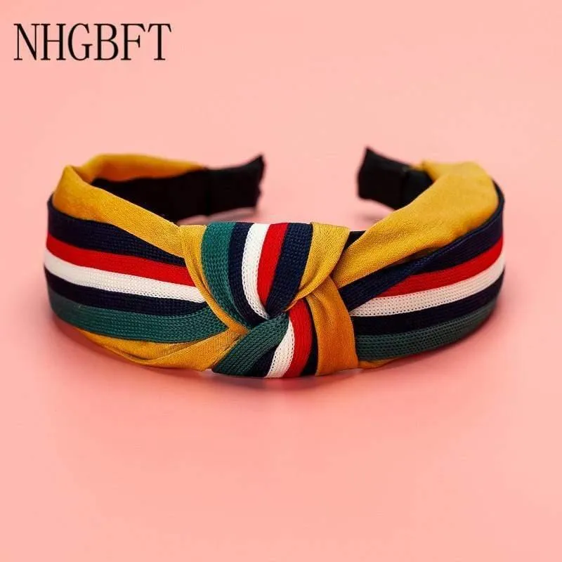 Klassische Frauen Elegante gestreifte karierte Stirnband Haarbänder für Mädchen Haarbügel Rack Turban Haarschmuck