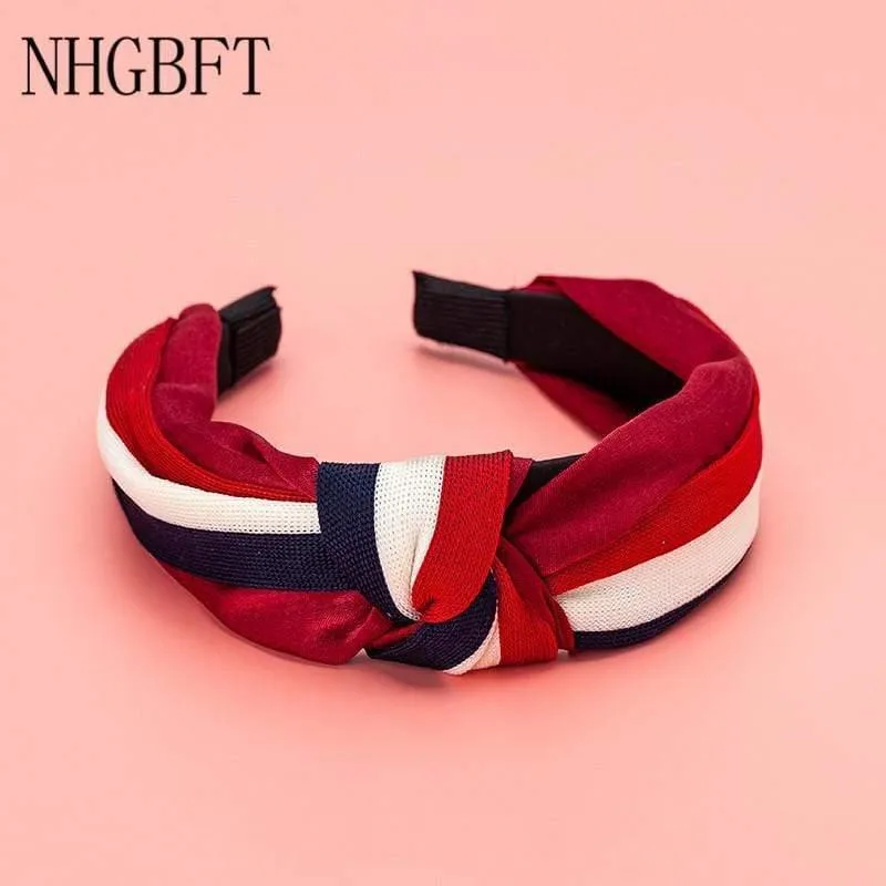 Klassische Frauen Elegante gestreifte karierte Stirnband Haarbänder für Mädchen Haarbügel Rack Turban Haarschmuck