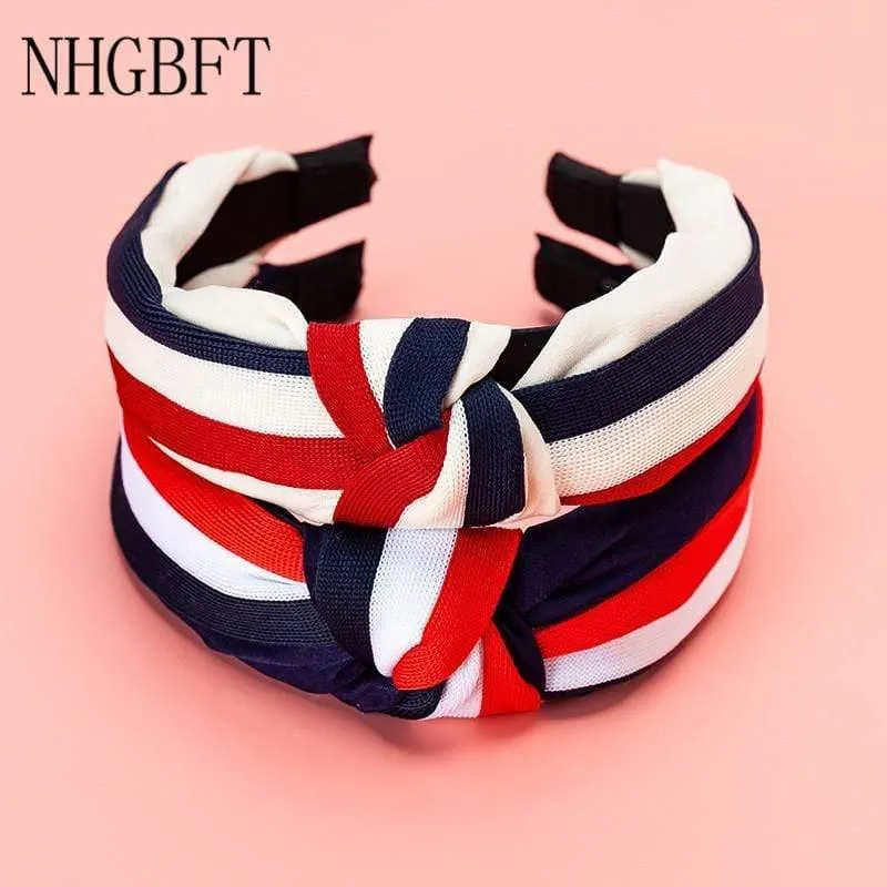 Klassische Frauen Elegante gestreifte karierte Stirnband Haarbänder für Mädchen Haarbügel Rack Turban Haarschmuck