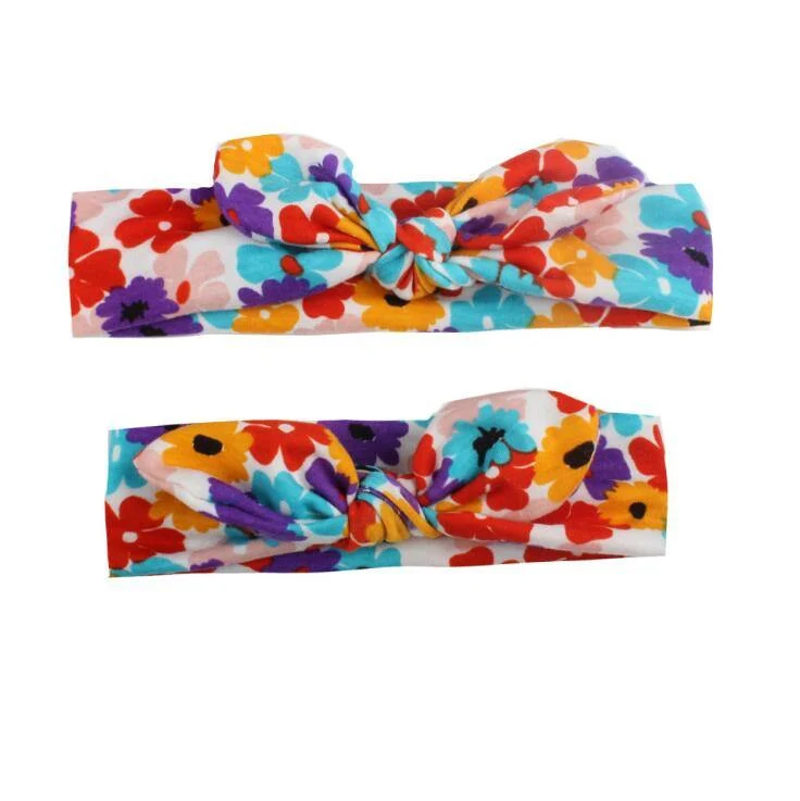 2PCS Mama & Baby Kopfbedeckung Bowknot Elastic HeadBands für Frauen Kinder Tuban Baby HairBands Haarschmuck