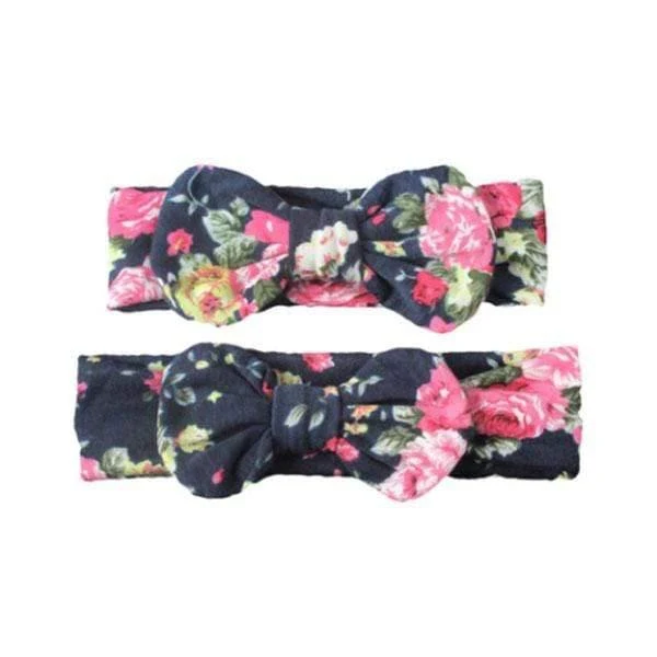 2PCS Mama & Baby Kopfbedeckung Bowknot Elastic HeadBands für Frauen Kinder Tuban Baby HairBands Haarschmuck