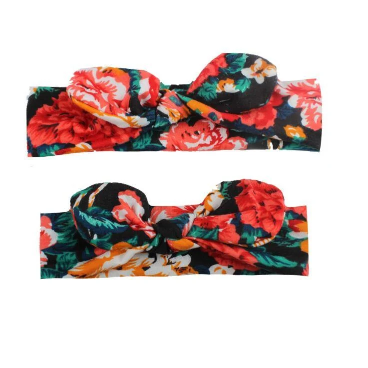 2PCS Mama & Baby Kopfbedeckung Bowknot Elastic HeadBands für Frauen Kinder Tuban Baby HairBands Haarschmuck