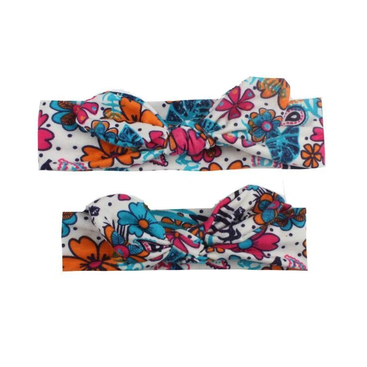 2PCS Mama & Baby Kopfbedeckung Bowknot Elastic HeadBands für Frauen Kinder Tuban Baby HairBands Haarschmuck