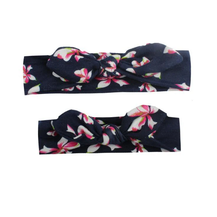 2PCS Mama & Baby Kopfbedeckung Bowknot Elastic HeadBands für Frauen Kinder Tuban Baby HairBands Haarschmuck