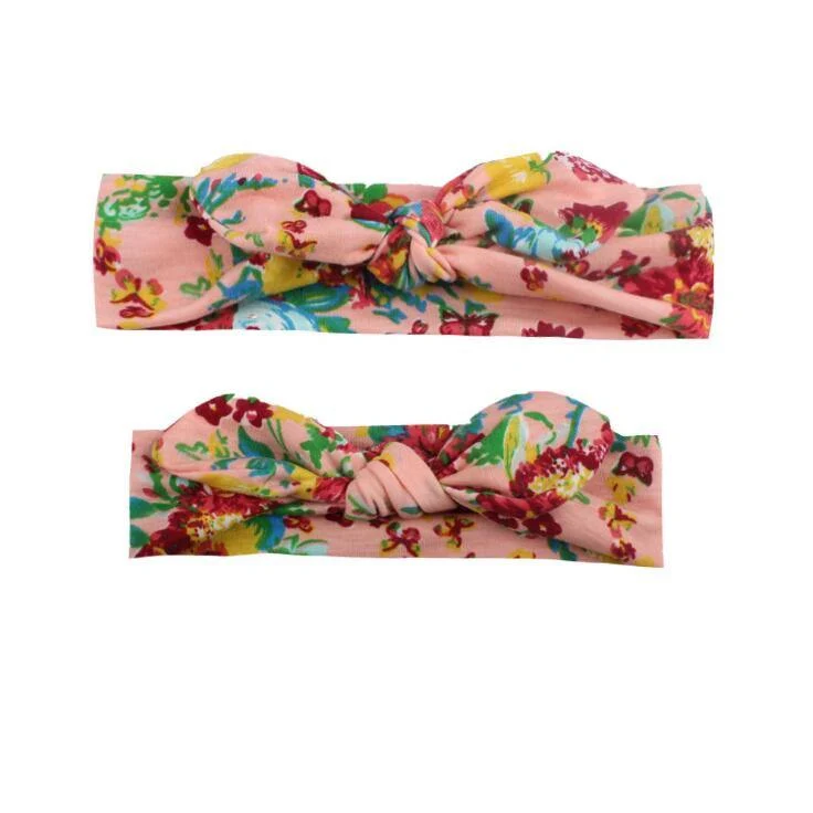 2PCS Mama & Baby Kopfbedeckung Bowknot Elastic HeadBands für Frauen Kinder Tuban Baby HairBands Haarschmuck