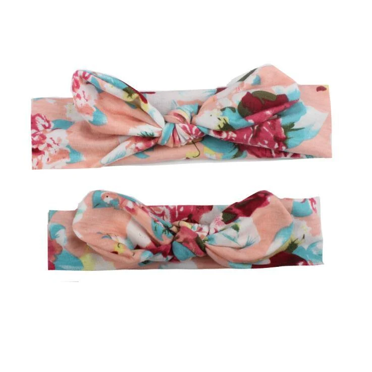 2PCS Mama & Baby Kopfbedeckung Bowknot Elastic HeadBands für Frauen Kinder Tuban Baby HairBands Haarschmuck