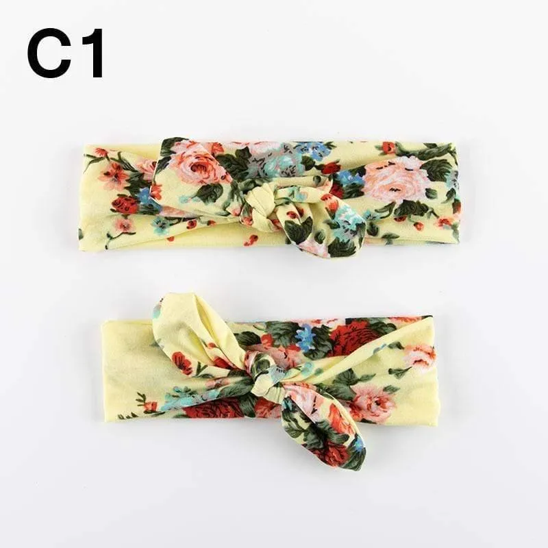 2PCS Mama & Baby Kopfbedeckung Bowknot Elastic HeadBands für Frauen Kinder Tuban Baby HairBands Haarschmuck