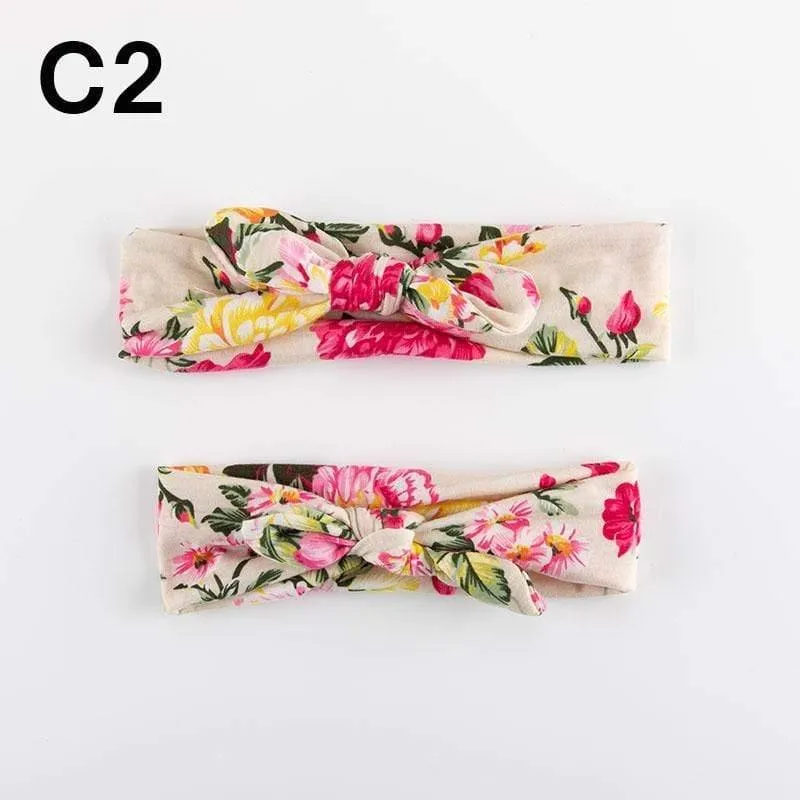 2PCS Mama & Baby Kopfbedeckung Bowknot Elastic HeadBands für Frauen Kinder Tuban Baby HairBands Haarschmuck