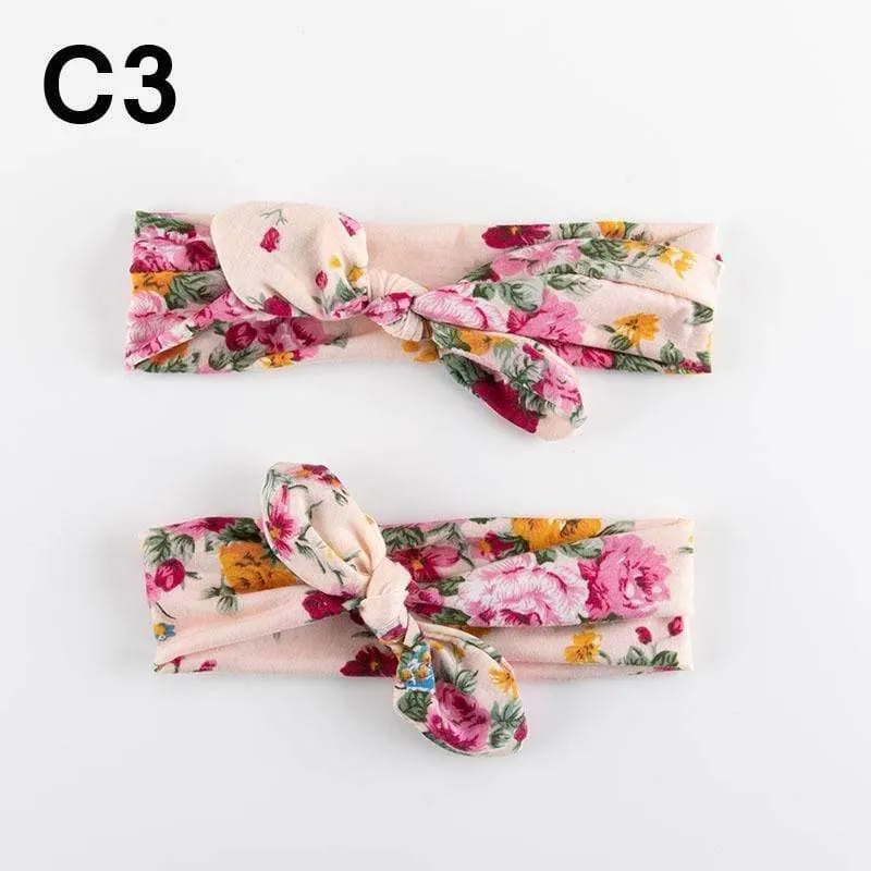 2PCS Mama & Baby Kopfbedeckung Bowknot Elastic HeadBands für Frauen Kinder Tuban Baby HairBands Haarschmuck