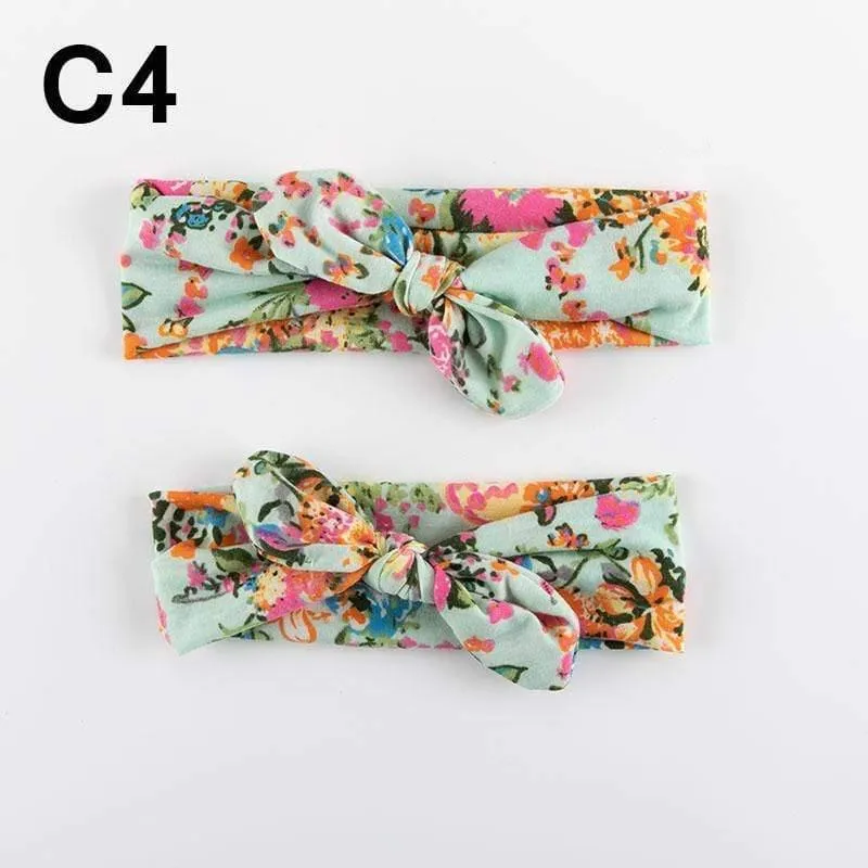 2PCS Mama & Baby Kopfbedeckung Bowknot Elastic HeadBands für Frauen Kinder Tuban Baby HairBands Haarschmuck
