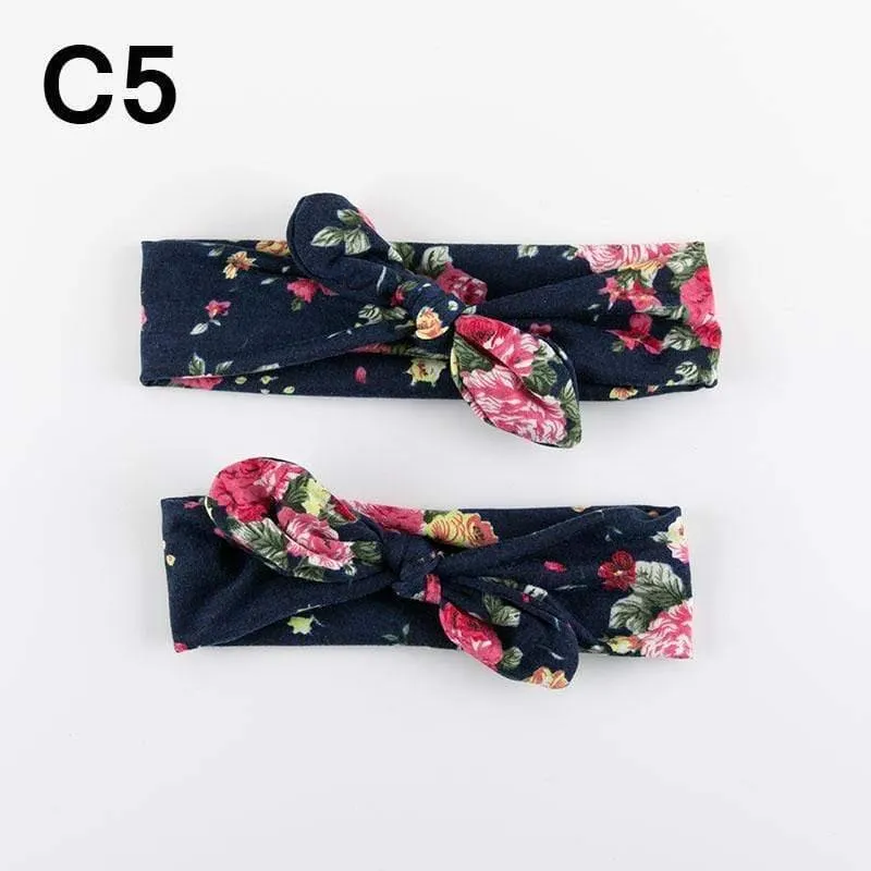 2PCS Mama & Baby Kopfbedeckung Bowknot Elastic HeadBands für Frauen Kinder Tuban Baby HairBands Haarschmuck
