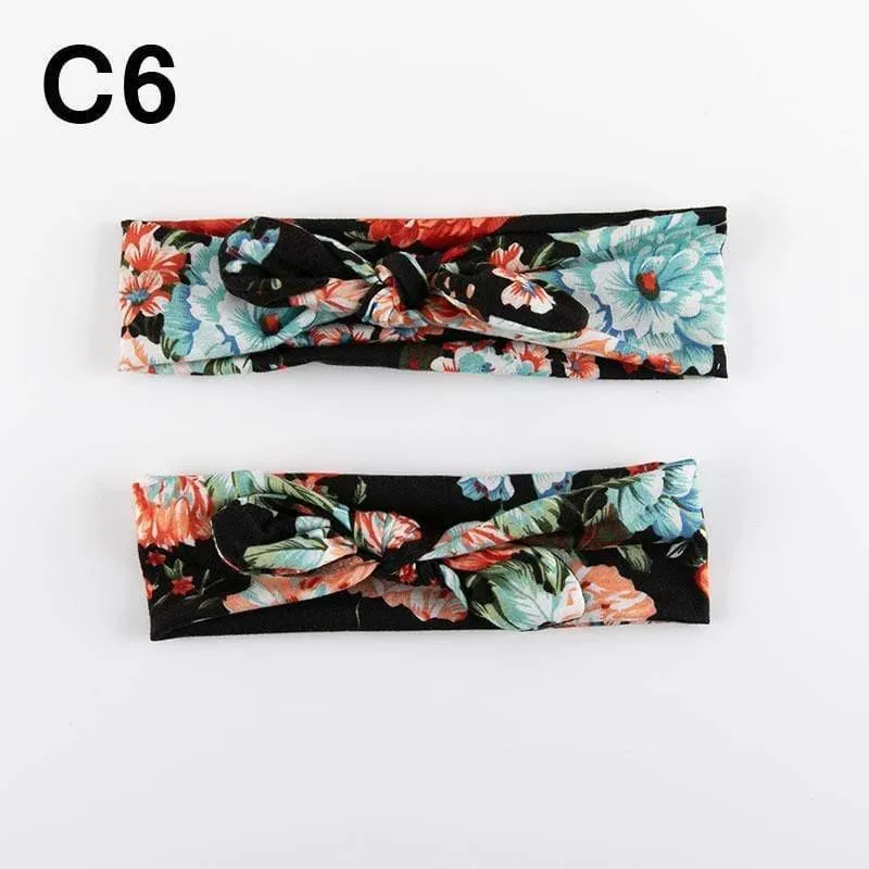 2PCS Mama & Baby Kopfbedeckung Bowknot Elastic HeadBands für Frauen Kinder Tuban Baby HairBands Haarschmuck
