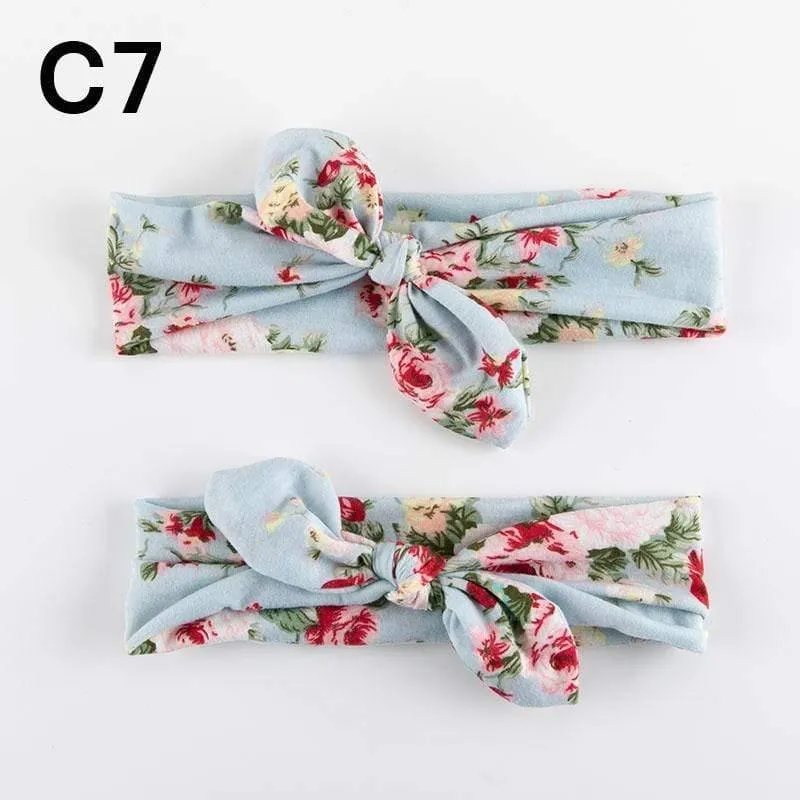 2PCS Mama & Baby Kopfbedeckung Bowknot Elastic HeadBands für Frauen Kinder Tuban Baby HairBands Haarschmuck