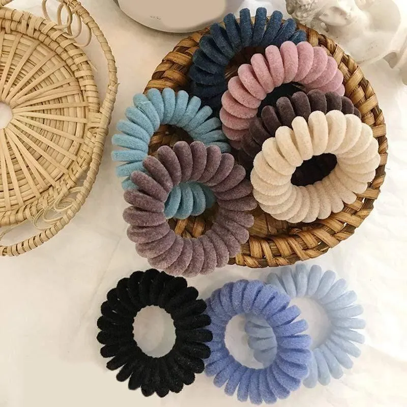 Elastic Knit Telefon Draht Haarbänder Mädchen Frau Haarschmuck Gummiband Kopfbedeckung Haarseil Spiralform Haargummis