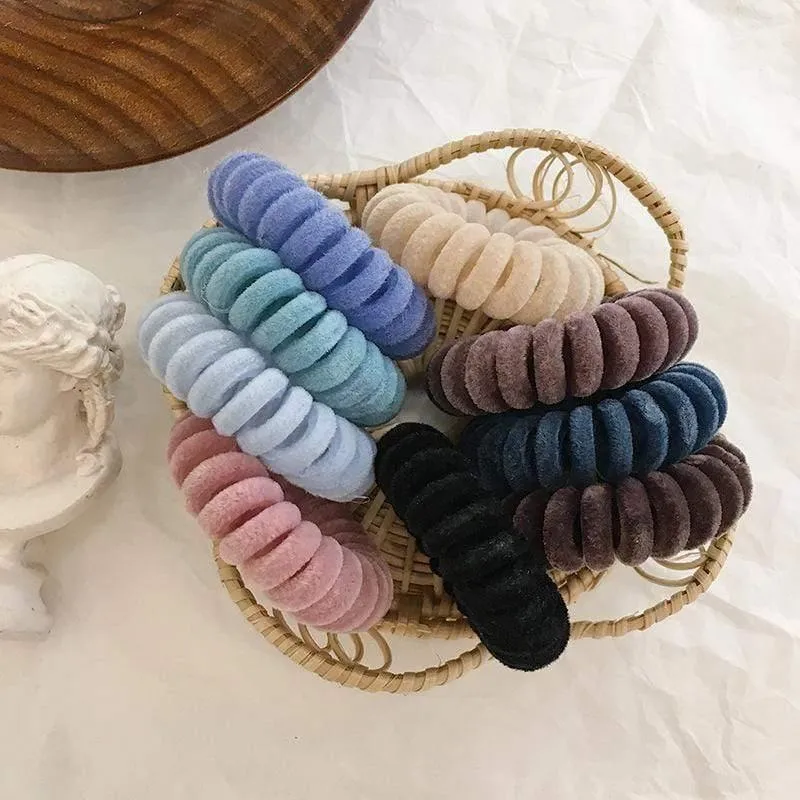 Elastic Knit Telefon Draht Haarbänder Mädchen Frau Haarschmuck Gummiband Kopfbedeckung Haarseil Spiralform Haargummis
