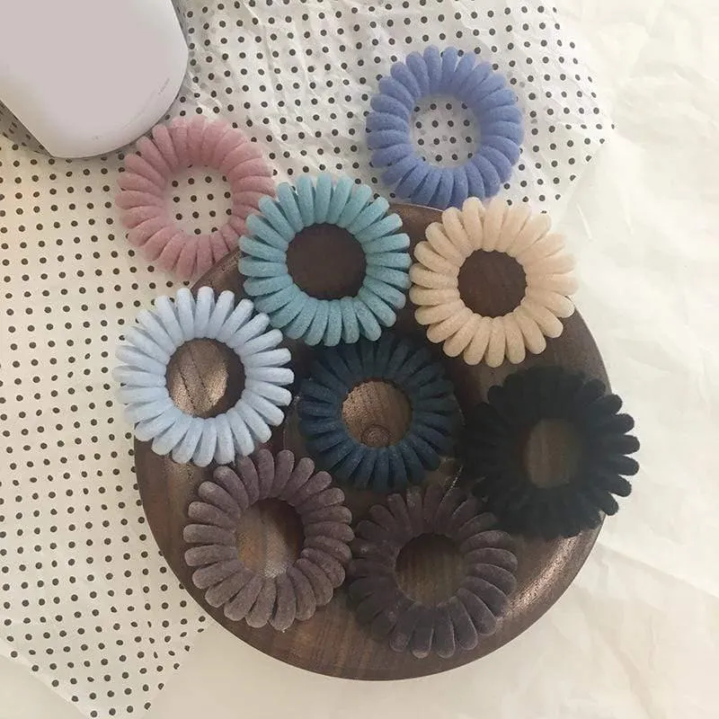 Elastic Knit Telefon Draht Haarbänder Mädchen Frau Haarschmuck Gummiband Kopfbedeckung Haarseil Spiralform Haargummis