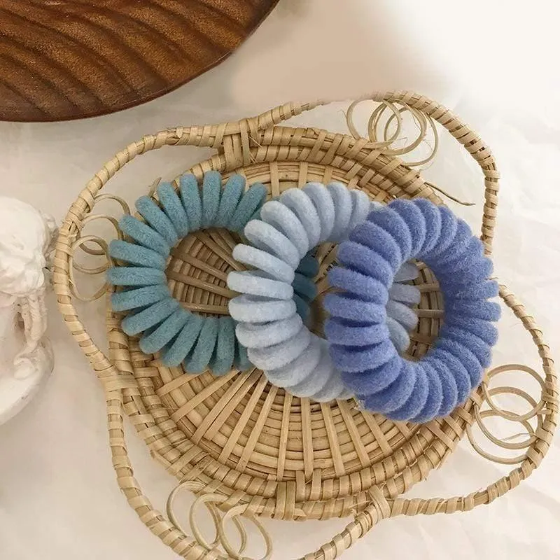 Elastic Knit Telefon Draht Haarbänder Mädchen Frau Haarschmuck Gummiband Kopfbedeckung Haarseil Spiralform Haargummis