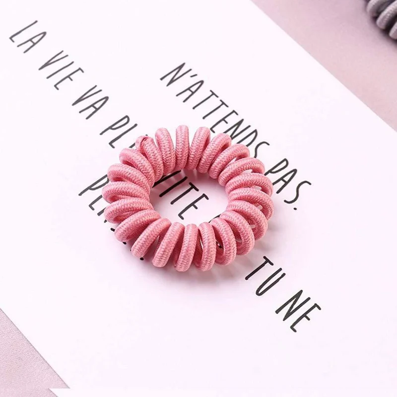 Elastic Knit Telefon Draht Haarbänder Mädchen Frau Haarschmuck Gummiband Kopfbedeckung Haarseil Spiralform Haargummis