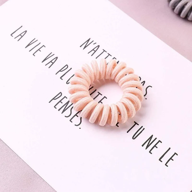 Elastic Knit Telefon Draht Haarbänder Mädchen Frau Haarschmuck Gummiband Kopfbedeckung Haarseil Spiralform Haargummis