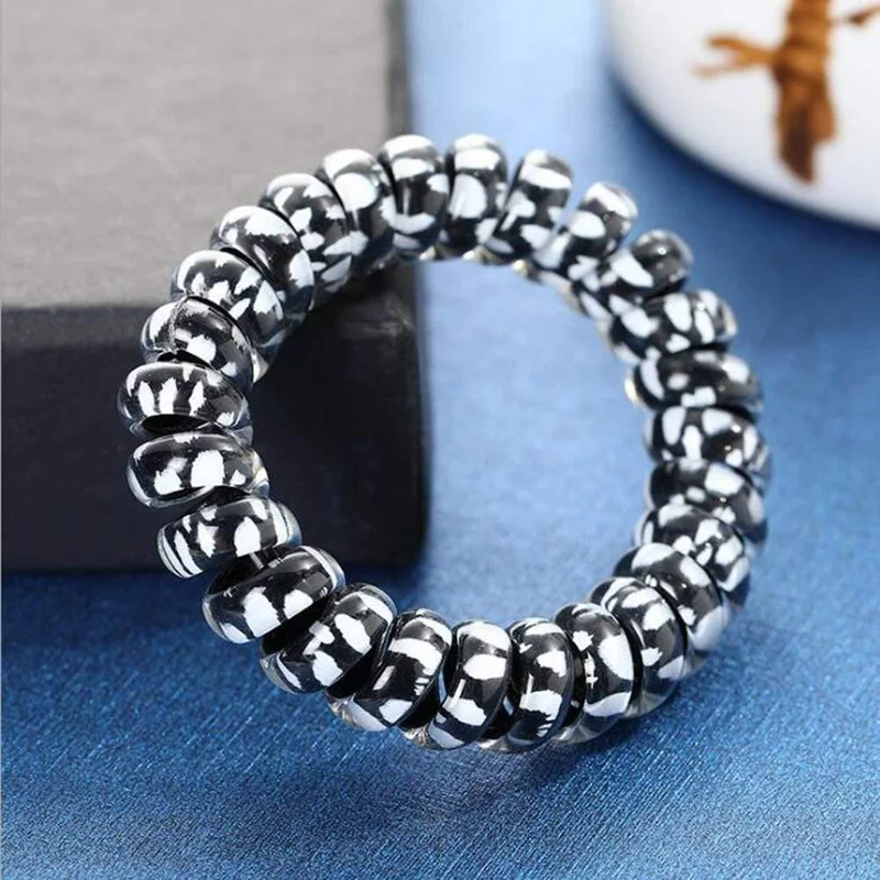 Elastic Knit Telefon Draht Haarbänder Mädchen Frau Haarschmuck Gummiband Kopfbedeckung Haarseil Spiralform Haargummis
