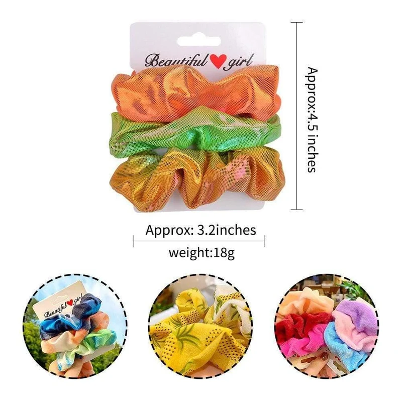 3Pcs / Set Frauen Vintage Haar Scrunchies Samt Scrunchie Set Elastische Haarbänder Mädchen Stirnband Pferdeschwanz Haarseil Haar Zubehör