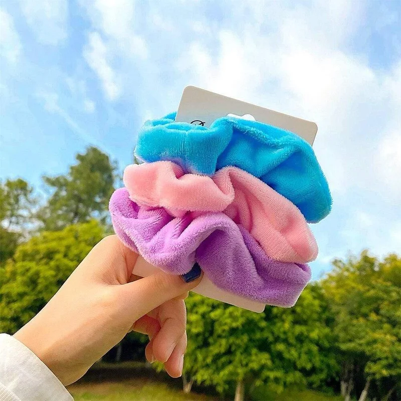 3Pcs / Set Frauen Vintage Haar Scrunchies Samt Scrunchie Set Elastische Haarbänder Mädchen Stirnband Pferdeschwanz Haarseil Haar Zubehör