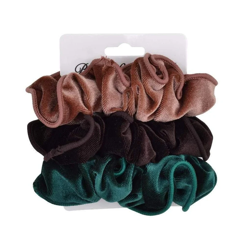 3Pcs / Set Frauen Vintage Haar Scrunchies Samt Scrunchie Set Elastische Haarbänder Mädchen Stirnband Pferdeschwanz Haarseil Haar Zubehör
