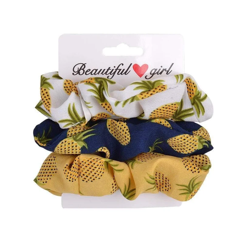 3Pcs / Set Frauen Vintage Haar Scrunchies Samt Scrunchie Set Elastische Haarbänder Mädchen Stirnband Pferdeschwanz Haarseil Haar Zubehör