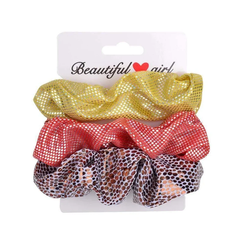 3Pcs / Set Frauen Vintage Haar Scrunchies Samt Scrunchie Set Elastische Haarbänder Mädchen Stirnband Pferdeschwanz Haarseil Haar Zubehör