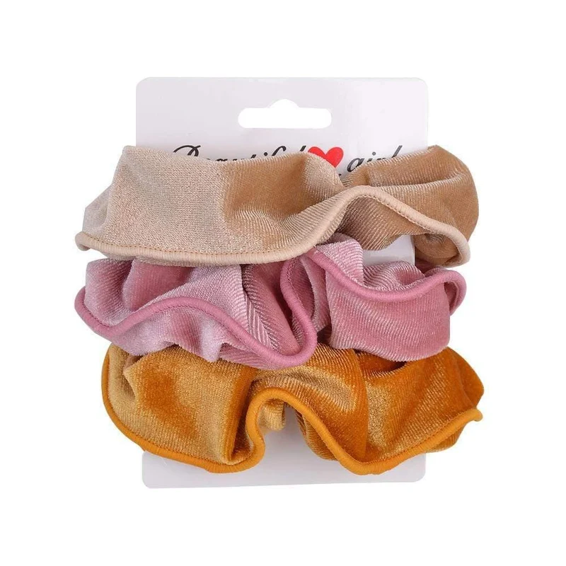 3Pcs / Set Frauen Vintage Haar Scrunchies Samt Scrunchie Set Elastische Haarbänder Mädchen Stirnband Pferdeschwanz Haarseil Haar Zubehör