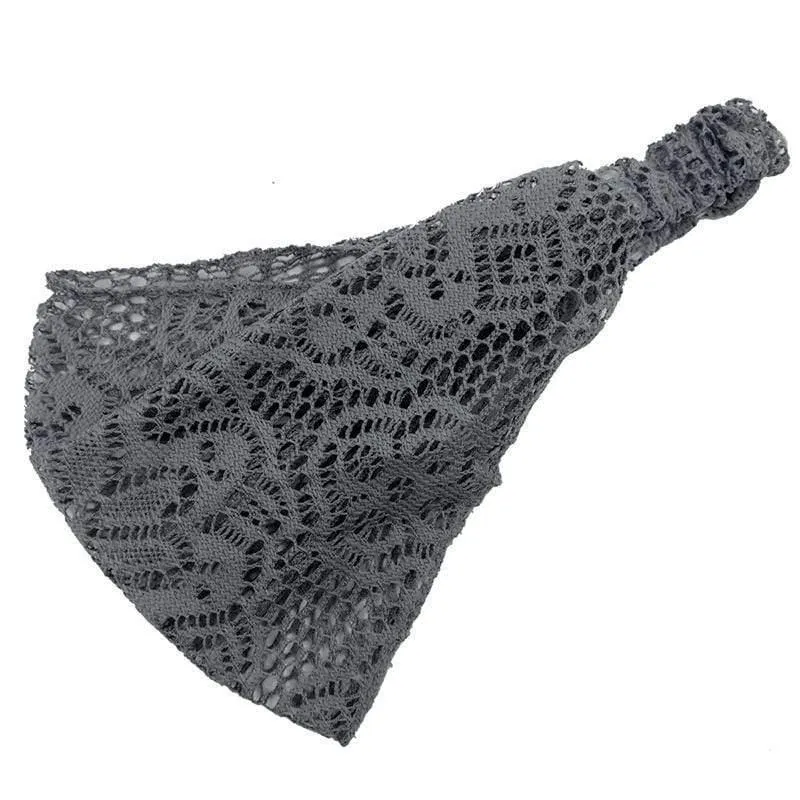 Spitze durchbrochenes Stirnband Damen elastisches Haarband Zubehör breites dehnbares Turban Damenmode Headwrap Bandana