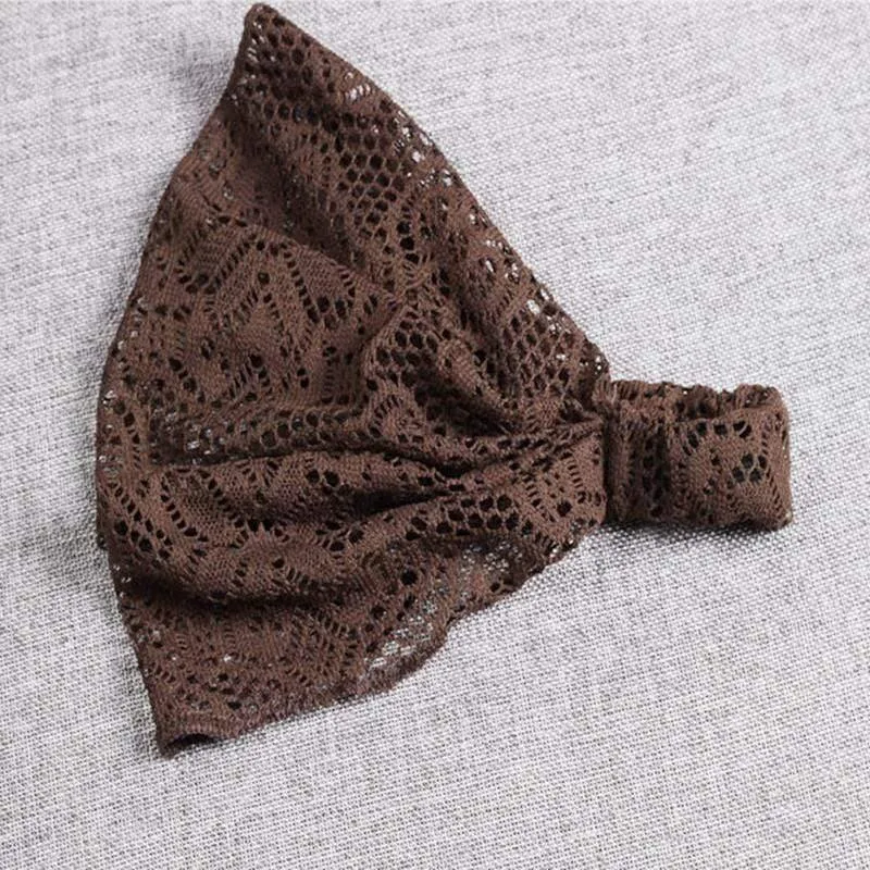 Spitze durchbrochenes Stirnband Damen elastisches Haarband Zubehör breites dehnbares Turban Damenmode Headwrap Bandana