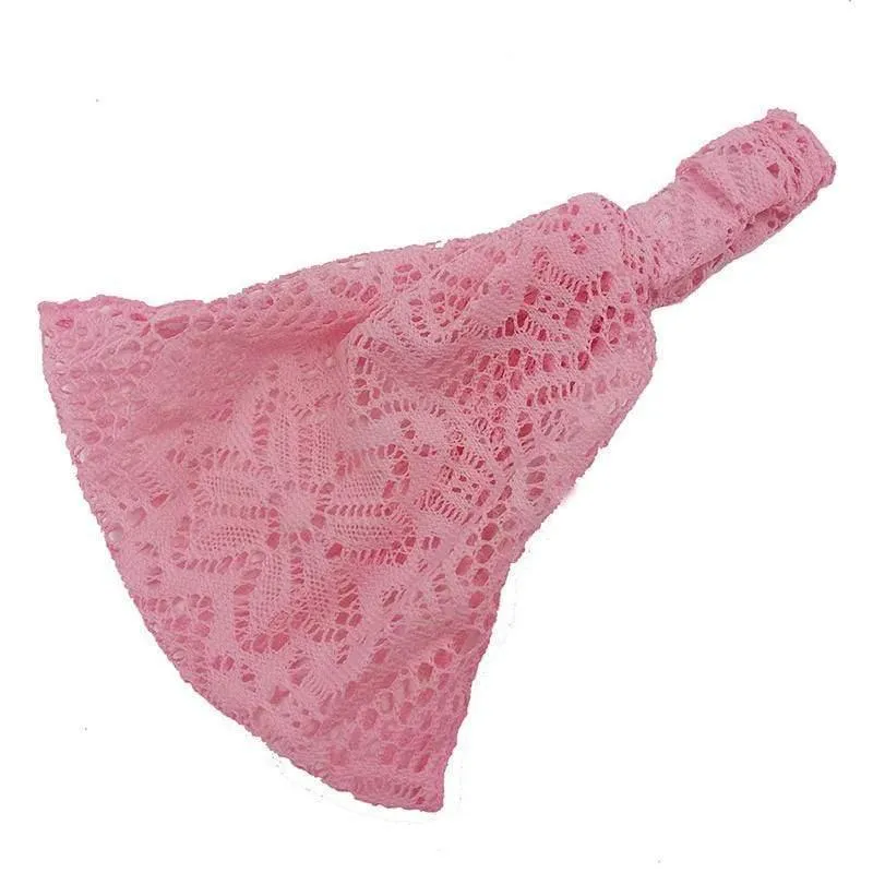 Spitze durchbrochenes Stirnband Damen elastisches Haarband Zubehör breites dehnbares Turban Damenmode Headwrap Bandana