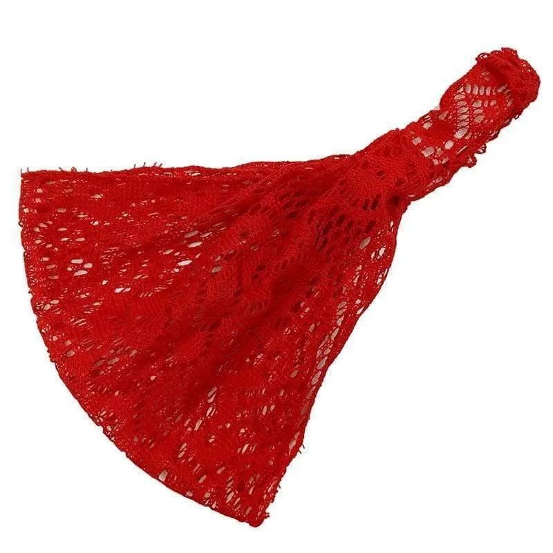Spitze durchbrochenes Stirnband Damen elastisches Haarband Zubehör breites dehnbares Turban Damenmode Headwrap Bandana