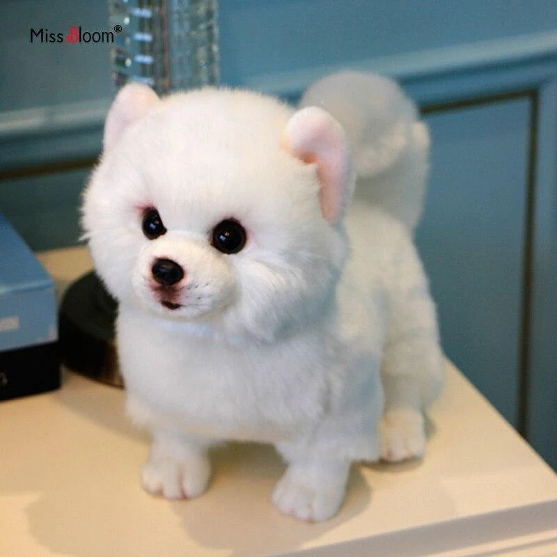 Plüsch Pommersche Hundepuppe Simulation Hund Kuscheltier Spielzeug Super Realistisches Hundespielzeug Für Tierliebhaber Luxus Wohnkultur Schneewittchen (28cm)