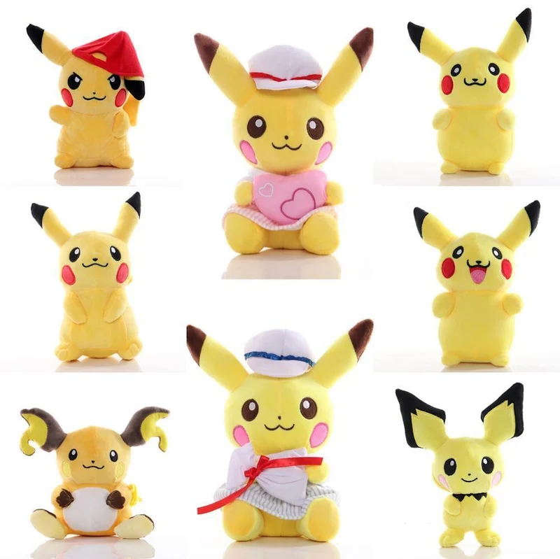 7 Stil Pikachu Raichu Pichu Anime Plüschpuppe Stofftier Puppe Geburtstagsgeschenk für Kind Baby Geschenk um 20 CM