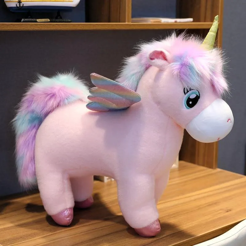 30 ~ 80cm Einzigartige leuchtende Flügel Einhörner Plüschtier Riesiges Einhorn Kuscheltiere Puppe Flauschiges Haar Fliegenpferd Spielzeug Für Kind Weihnachtsgeschenk