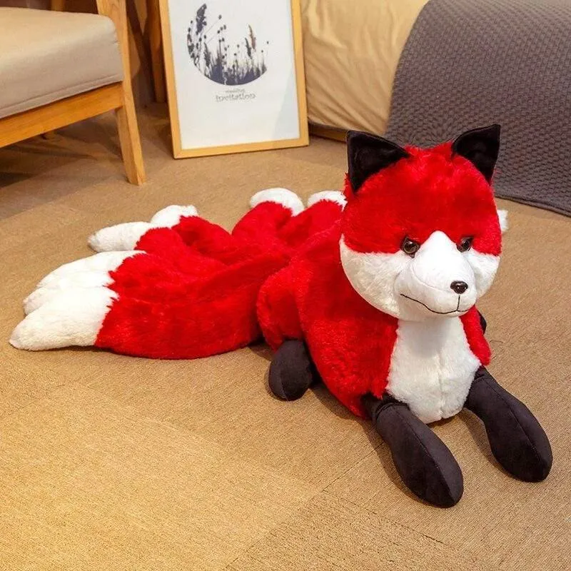 1PC Nette Weiche Weiß Rot Neun Schwänze Fuchs Plüsch Spielzeug Kuscheltiere Neun-Tailed Fuchs Kyuubi Kitsune Puppen kreative Geschenke Für Mädchen