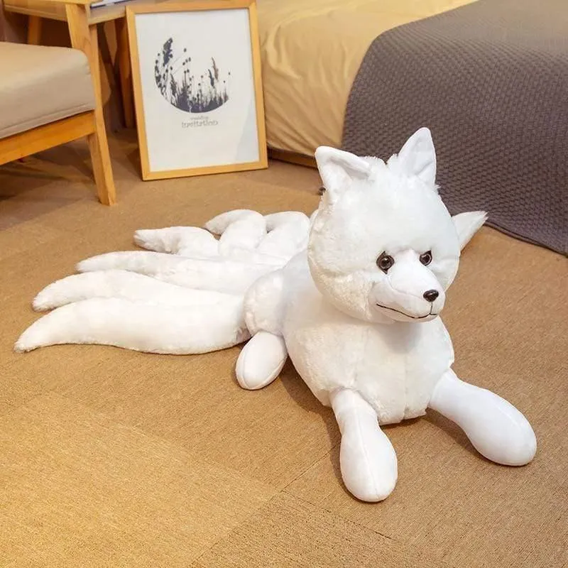 1PC Nette Weiche Weiß Rot Neun Schwänze Fuchs Plüsch Spielzeug Kuscheltiere Neun-Tailed Fuchs Kyuubi Kitsune Puppen kreative Geschenke Für Mädchen